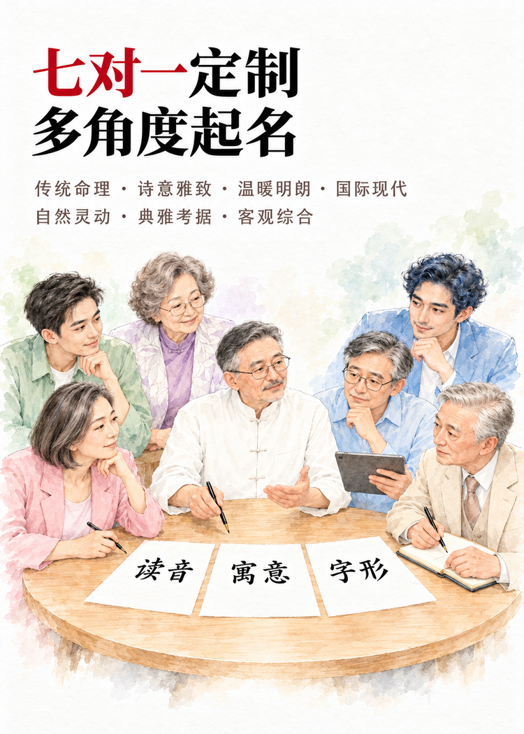 七对一定制 多角度起名 传统命理 诗意雅致 温暖明朗 国际现代 自然灵动 典雅考据 客观综合