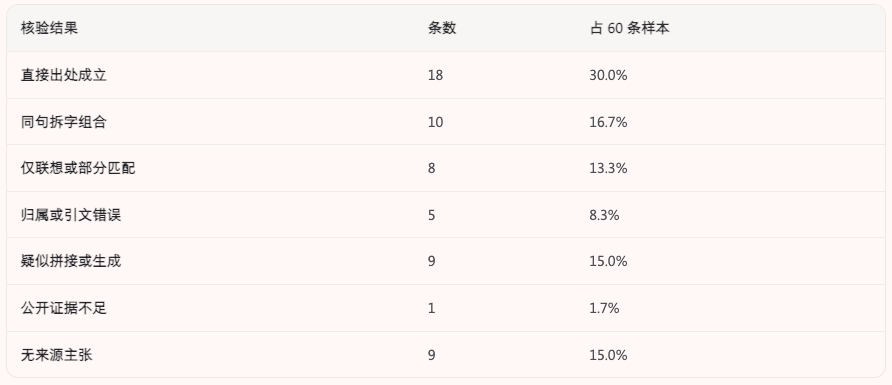 AI 推荐名字的出处核验结果